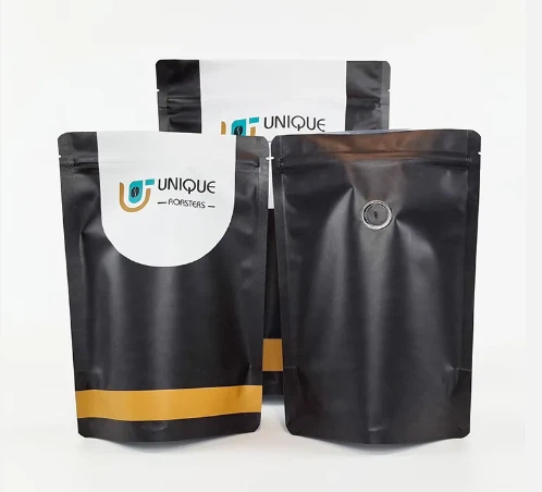 Anpassad förpackning Stand Up kaffepåse Mylar plastpåse kaffepåse med ventil för kaffe Doypack förpackning för bönor och pulver